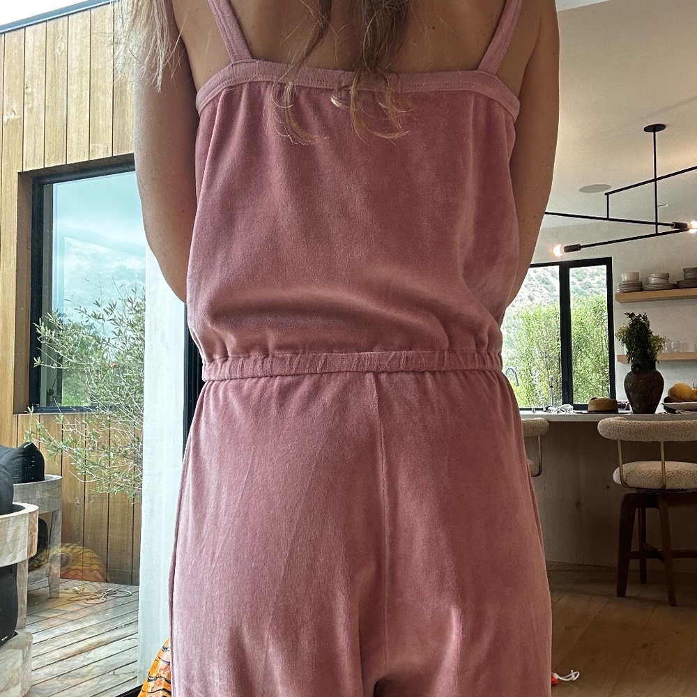 Suzi kondi velour tank jumpsuit in color rose sz small